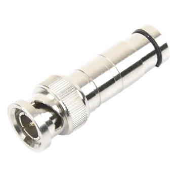 Conector BNC Macho / Compresión Axial / 75 Ohm / RG-59/U / Níquel-Oro-PTFE / 42 mm Largo / 0.14 ft Diámetro