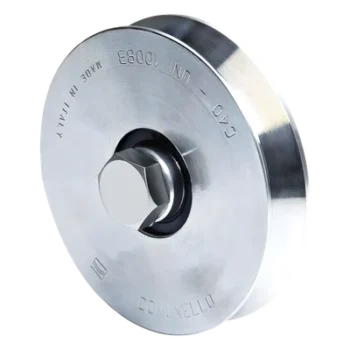 Rueda para Puerta Corrediza / Acero Galvanizado / 14 cm / Carga 270 kg / Canal Tipo V / Sin Soporte