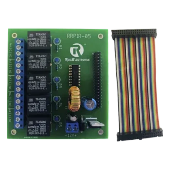 Tablilla interfaz de relevadores / 5 canales / 10A @ 120VCA / Arnés 20x2 pines / 32.8 pies / Raspberry Pi 40 pines