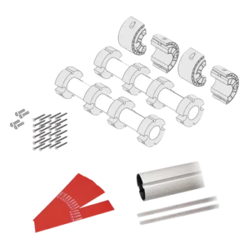 Kit de Mástil para Barrera Vehicular / 8 m (26.2 ft) / 2 Secciones Tubulares 4 m (13.1 ft) / Junta Telescópica / Tiras Reflectantes
