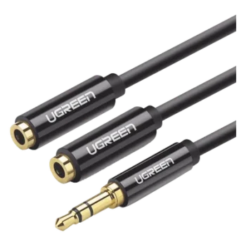 Divisor de Audio / 3.5mm Macho a 2x 3.5mm Hembra / 25 cm (0.82 pies) / TPE / Negro