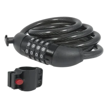 Candado de Cable con Combinación / 4 Pines / Cable 100 cm (3.3 ft) / Acero Trenzado PVC / Nivel de Seguridad 3 / Portacandados Incluido