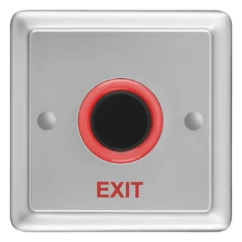 Botón de salida pasivo infrarrojo / Sensor PIR sin contacto / 8-24 VDC / Switch 30 VDC 1A / Montaje superficie europeo o americano / LED rojo/verde