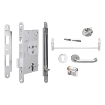 Kit de cerradura electrónica / Control por manija y señal / Apertura 120° / Bisagra-marco >20 mm / Compatible lectores externos