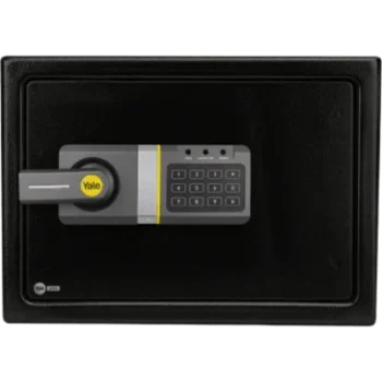 Caja Fuerte Electrónica / Apertura por Código y Llave / 2 Bulones de Acero / Bloqueo por Intento Fallido / 350 x 250 x 250 mm (13.8 x 9.8 x 9.8 in) / Alimentación 6 Vcc