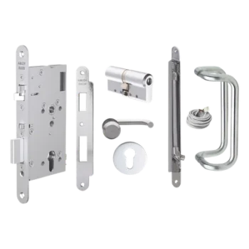 Kit de Cerradura Motorizada / Perfil Europeo / Puerta Sólida / Apertura por Control de Acceso / Emergencia por Manija Interior