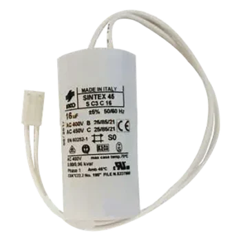 Capacitor de Arranque / 16 µF / 230 VAC / 50 Hz / Protección Térmica 120 °C / Barreras 620/640