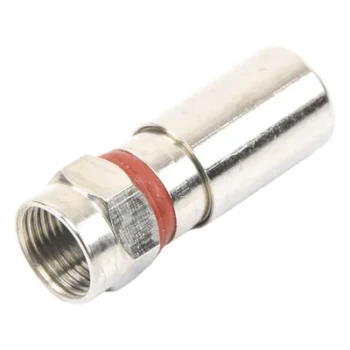 Conector F Macho / Compresión en Línea / Cable RG-6 / Cuerpo Bronce Niquelado / Contacto Oro / Aislante Teflón