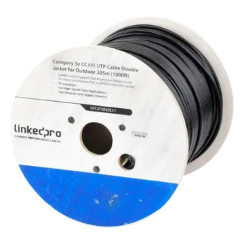 Bobina de Cable UTP / Cat5e / 305 m (1000 ft) / CCA 24 AWG / Doble Forro Intemperie / 100 MHz