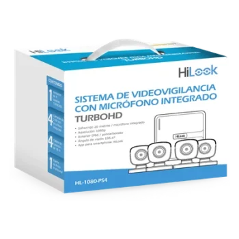 Kit de Videovigilancia TurboHD / 4 Canales / 1080p Lite / Audio por Coaxitron / IR 20 m (65.6 ft) / 4 Cámaras Bala con Micrófono Integrado