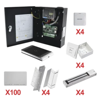 Kit de Control de Acceso por Tarjeta / 4 Puertas / 10,000 Tarjetas / 50,000 Eventos / Gabinete Metálico / 12VCC 8A / -20°C a 65°C / 11.2 x 9.3 x 2.7 pulgadas