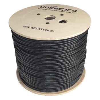 Bobina de Cable Siamés Cat5e CCA + 2 Cables Gruesos (16 AWG) / 305 m (1000 ft) / Exterior / Industrial para Climas Extremos