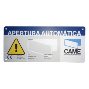 Letrero de Aviso de Peligro / 23 x 10 cm / Exterior / Puertas Automáticas / Fijación en Superficies Lisas