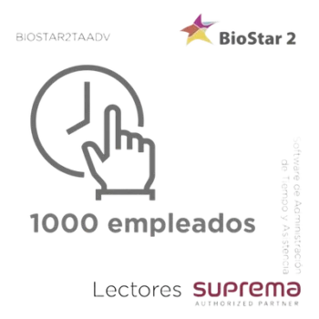 Software de Administración de Tiempo y Asistencia / Licencia Avanzada / 1000 Empleados / Horarios Fijos y Flexibles Ilimitados / Integración BioStar 2 v2.7.7+