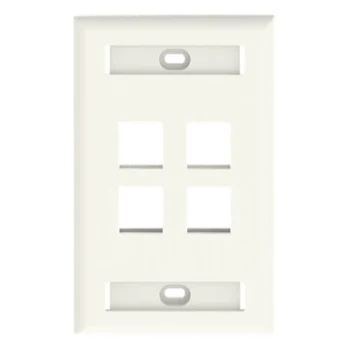 Placa de Pared Vertical / 4 Puertos Keystone / 69.8 x 114.3 mm / 2.75 x 4.5 pulg. / Con Espacios para Etiquetas / Color Marfil