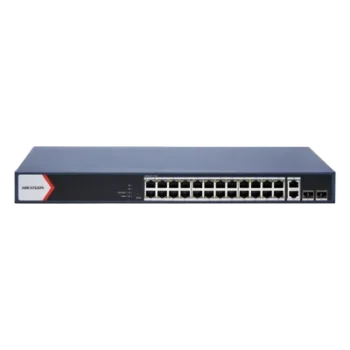 Switch PoE+ Administrable / 24 Puertos Gigabit / 2 Puertos Uplink Gigabit / 2 Puertos SFP / Alcance Extendido 300 m (984.3 ft) / 230 W