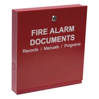 Gabinete para documentos de alarma contra incendios / Acero calibre 16 / USB 4 GB / 2 ganchos para llaves / Placa para tarjetas de visita