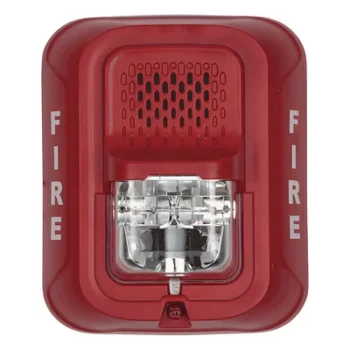 Sirena con estroboscopio / 2 hilos / 12-24 Vcd / candela 15 a 185 seleccionable / rojo con leyenda FIRE / Serie L