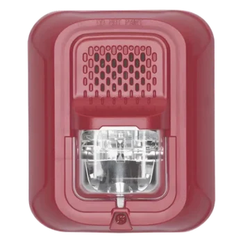 Sonorizador Tipo Chime con Lámpara Estroboscópica a 2 Hilos, Montaje en Pared, Color Rojo, con Configuración Estroboscópica Seleccionable, Nuevo Diseño Moderno y Elegante y Menor Consumo de Corriente