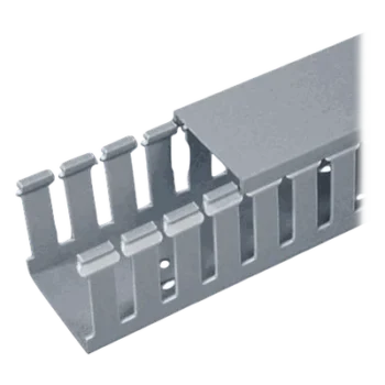 Canaleta Ranurada de PVC con Tapa / Tipo F / 32 mm Ancho x 28.7 mm Alto / 2 m (6.56 ft) Largo / Gris