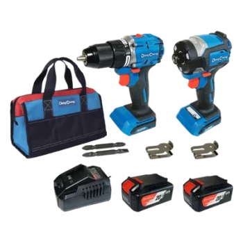 Kit Taladro Percutor y Atornillador de Impacto / 20V / Motor Brushless / 2 Baterías 4.0Ah Li-ion / Cargador Rápido / Bolsa de Transporte