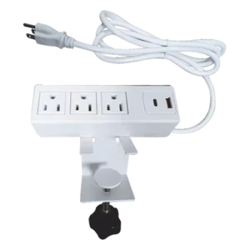 Tomacorriente para Escritorio / 3 Contactos 110VCA / 2 Puertos USB-A y USB-C PD / Bracket Ajustable / 154.7 x 38 x 48.7 mm