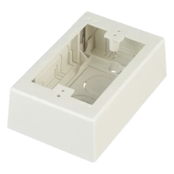 Caja de Pared Superficial / PVC Auto-extinguible / 5 x 3.26 x 1.62 in / Salidas 1/2-3/4-1 in / Blanco Mate