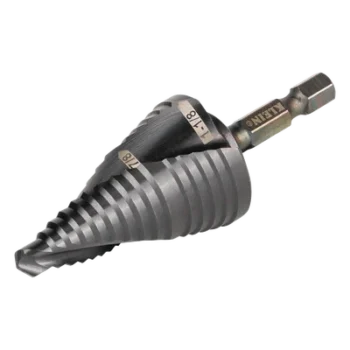 Broca Escalonada 12 en 1 / Revestimiento TiAlN / Perforación 2-3 cm / Doble Acanaladura Espiral / Vástago Hexagonal 1/4'' / Liberación Rápida
