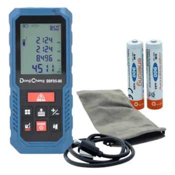 Medidor Láser de Distancia / Rango 0.1 – 80 m (328 ft) / Precisión ±(2 + 5×10⁻⁵d) mm / 8 Modos de Medición / Memoria 30 Registros / USB-C