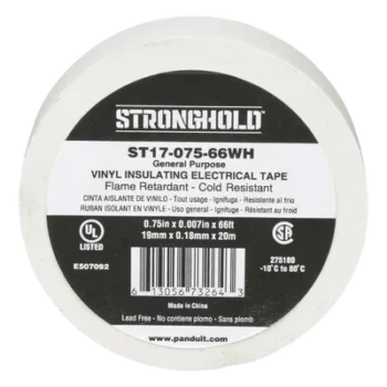 Cinta Aislante Eléctrica / PVC 0.18 mm / 19 mm x 20.12 m (66 ft) / 600V / UL 510 / -10°C a 80°C / Interior-Exterior