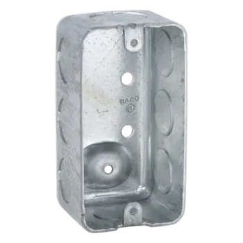 Caja de Conexión Tipo Chalupa / Acero Galvanizado / 4 x 2.125 in / Profundidad 1-7/8 in / 8 Entradas Conduit / 13.0 in³ / UL Listed
