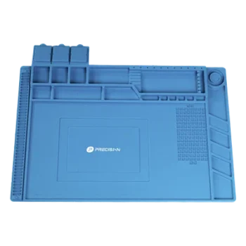 Tapete de Silicona para Reparación Electrónica / 45 x 30 cm (17.7 x 11.8 in) / Resistente al Calor 200°C / Áreas Magnéticas / Compartimentos Numerados