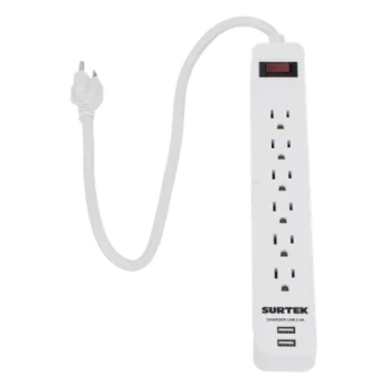 Multicontacto / 6 Contactos Aterrizados / 2 Puertos USB / 13 A / 300 Joules / Cable 50 cm (1.64 ft)