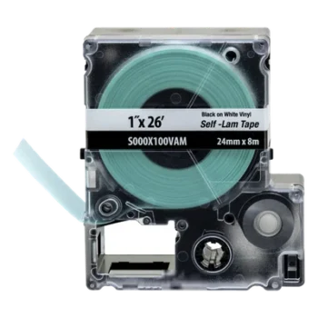 Casete de Etiquetas Autolaminadas / 24 mm Ancho / 8 m Largo / Cables 10-12 AWG / Vinilo Blanco / -40°C a 66°C