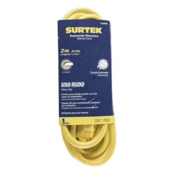 Extensión Eléctrica de Uso Rudo / Doble Aislamiento / 2 m (6.6 ft) / Calibre 16 AWG / 127 VCA 10 A / NEMA 1-15P