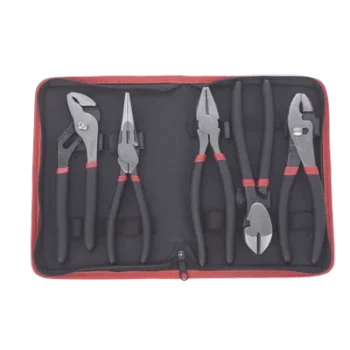 Juego de Pinzas / 5 Piezas / 8" (203.2 mm) / Acero / Mango Antiderrapante / Estuche Plástico