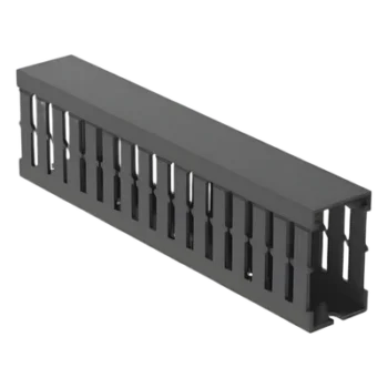 Canaleta Ranurada de PVC con Tapa / Tipo F / 32 mm x 53.8 mm / 2 m (6.56 ft) / Gris