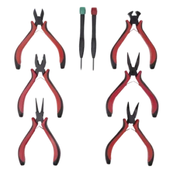 Juego de Herramientas de Precisión / 6 Pinzas de 4.5" / 2 Desarmadores Joyero / Mango Ergonómico / Diseño Compacto