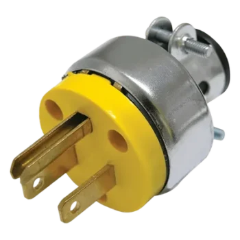 Clavija Blindada con Abrazadera Aterrizada / 15 A / 125 V / 50/60 Hz / ABS-Metal / 37 mm / Amarillo