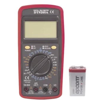 Multímetro Digital / Pantalla LCD 67 x 42 mm / 1999 Recuentos / 600V CC/CA CAT II / Corriente 10A / Resistencia 200 MΩ / Prueba HFE Transistores