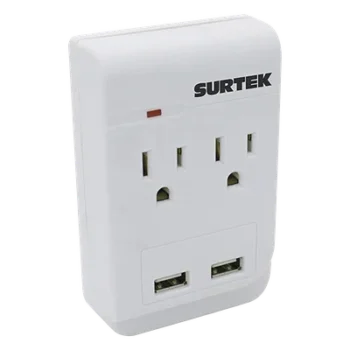 Multicontacto / 2 Salidas AC Aterrizadas / 2 Puertos USB / 15A / 300J / 4.57 x 3.78 x 1.10 pulgadas