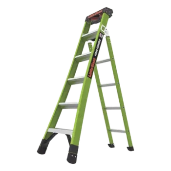 Escalera Combinada 3 en 1 / Fibra de Vidrio / 1.83 m (6 ft) / Carga 170 kg (375 lb) / Almohadilla Giratoria / Barra en V