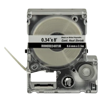 Casete de Etiquetas Termocontráctiles / Poliolefina Grado Militar / 8.6 mm Ancho / 2.4 m Largo / 18-12 AWG / Blanco