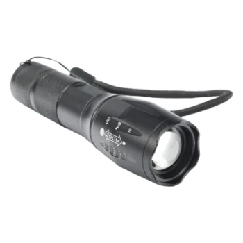 Linterna LED Táctica / 600 Lúmenes / IPX4 / Zoom Ajustable / Funcionamiento Dual 4.5V / 3.7V / Aluminio Ultraligero