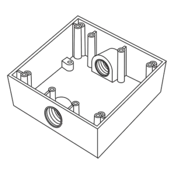 Caja Cuadra a Prueba de Intemperie / 3/4" (19 mm) / 2 Salidas NPT / Volumen 492 cm³ / IK09 / Aluminio Diecast