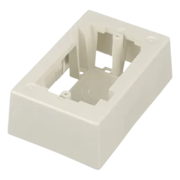 Caja de Pared Superficial / ABS Resistente / 5.09 x 3.34 x 1.75 in / Salidas 1/2, 3/4, 1 in / Blanco Mate