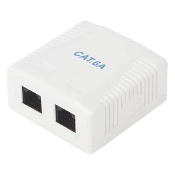 Caja de Pared / 2 Puertos RJ45 / Cat6A UTP / T568A-B / ABS Retardante de Llama