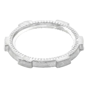 Contratuerca Metálica / Zamac 51 mm (2") / Diámetro 74 mm / Estrías para Continuidad de Tierra / Acabado Zinc Bruñido