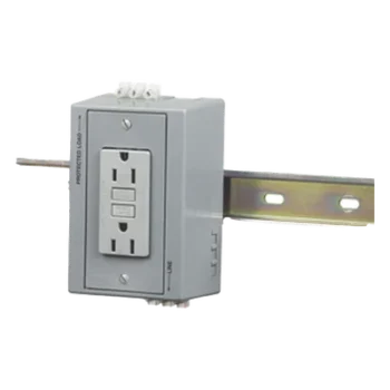Caja Utilitaria para Riel DIN / Contacto Dúplex GFCI 15 A / 125 V / NEMA 5-15R / 2 Polos / Gris