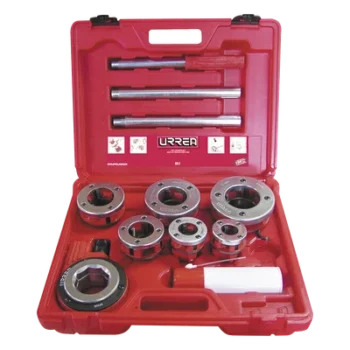 Juego de Tarraja para Tubo / 9 Piezas / Rosca Derecha NPT 1/2" a 2" / Portafolio Plástico Rígido / Incluye Aceite Lubricante